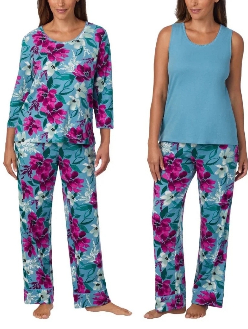 NEW! Carol Hochman 3 Piece 100% Cotton Pajama Set Size L